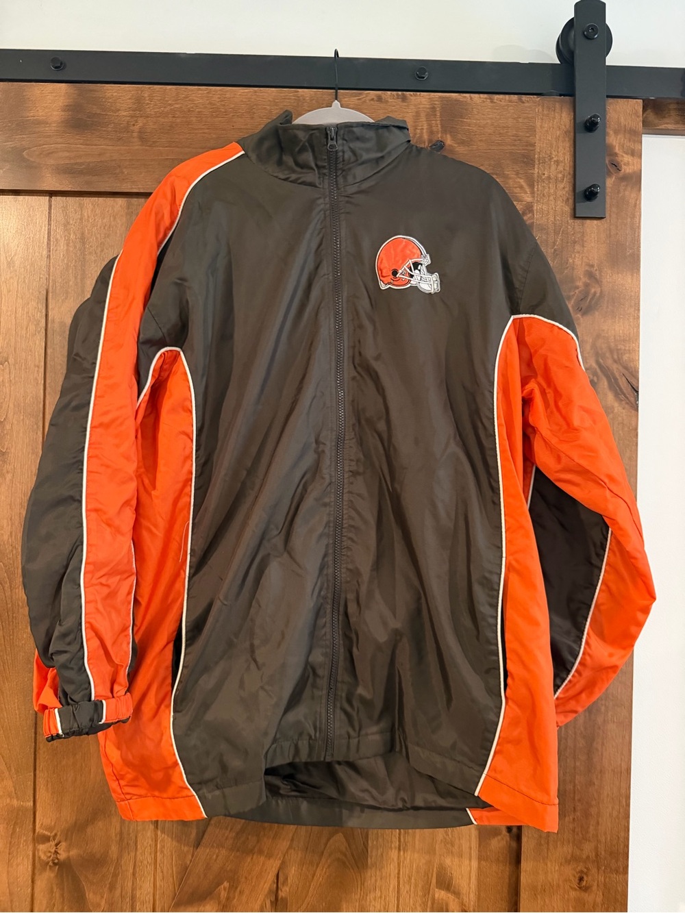 Vintage Cleveland Browns NFL Windbreaker Jacket Full Zip Brown Orange Medium M